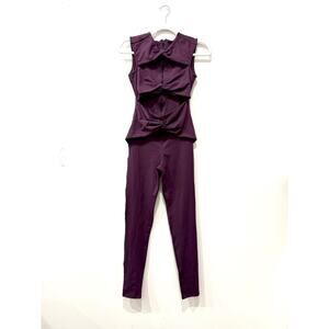 Port de Bras Lauren Sleeveless Cut-Out Rib Active Jumpsuit Purple Women's Size S